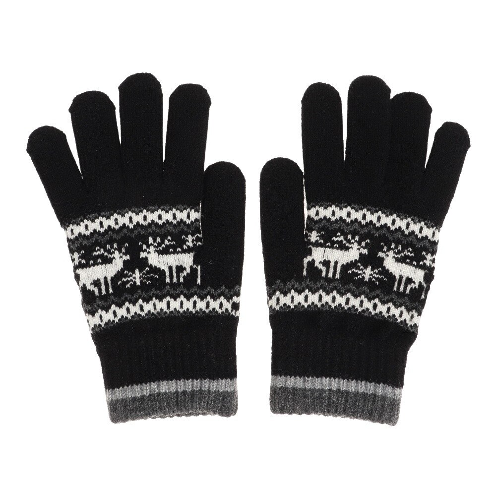 その他ブランド（OTHER BRAND）（メンズ、レディース、キッズ）手袋 防寒 ジャガード鹿型 ニット手袋 黒 900NN1SN2750BLK