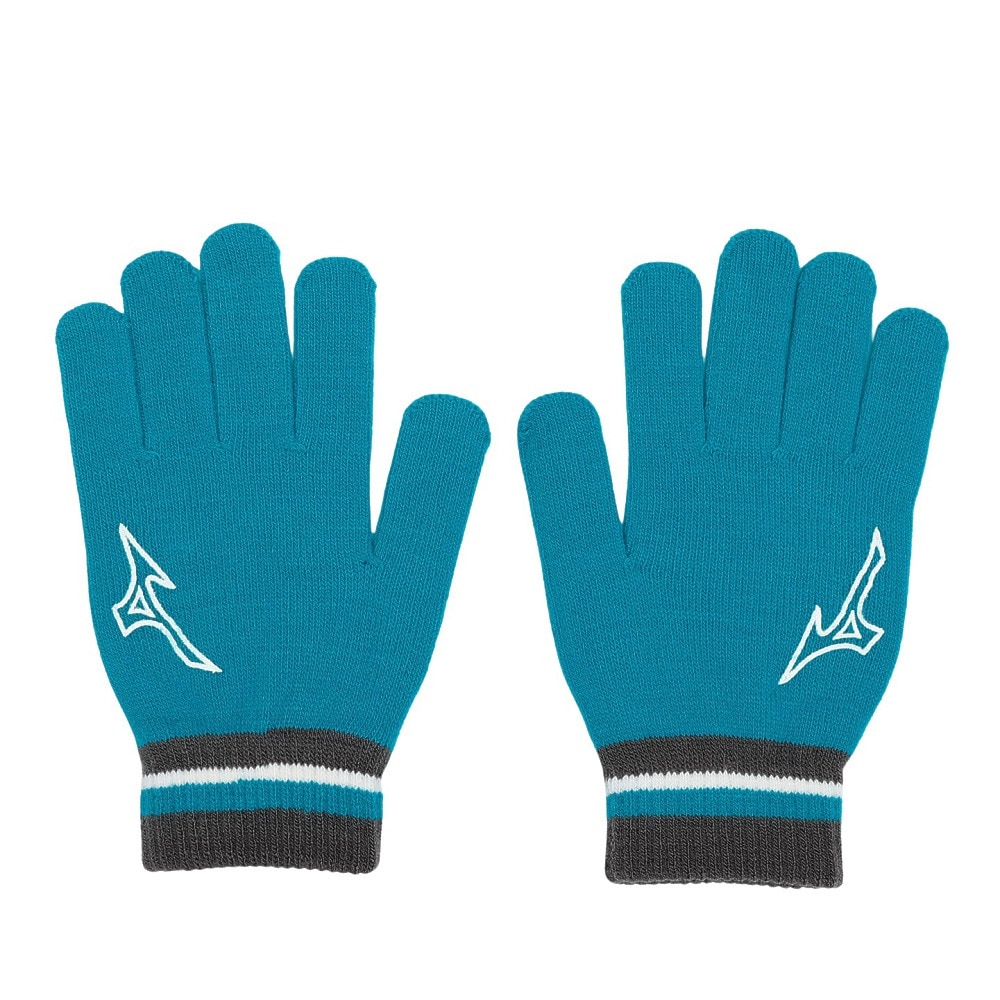 ミズノ（MIZUNO）（メンズ、レディース）手袋 ニット手袋 ターコイズ