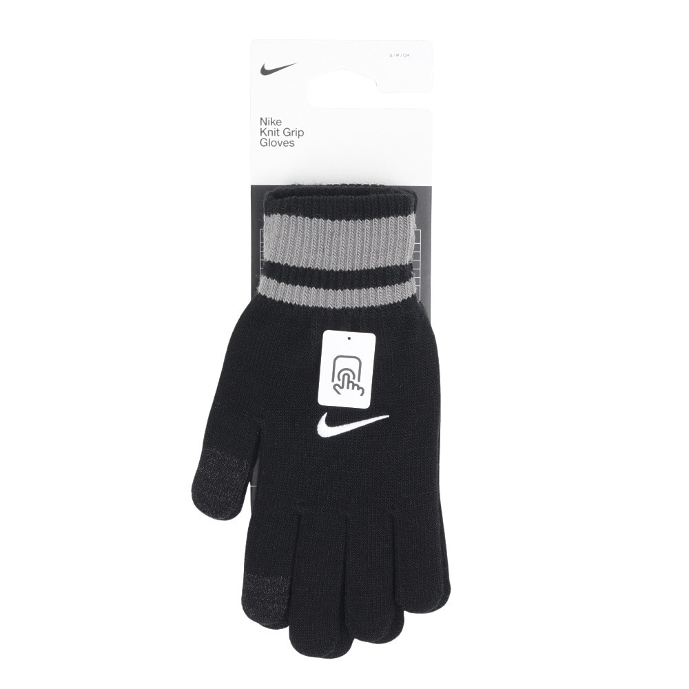 ナイキ（NIKE）（メンズ）手袋 ニット テック&グリップ グローブ グラフィック 3.0 両手用 黒×グレー S-Mサイズ CW1043-088 防寒 グリップ付き