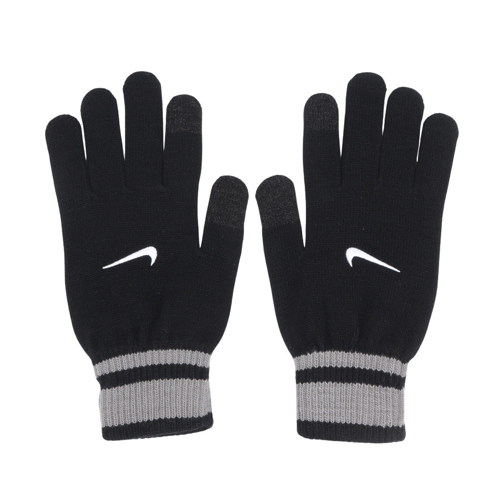 ナイキ（NIKE）（メンズ）手袋 ニット テック&グリップ グローブ グラフィック 3.0 両手用 黒×グレー S-Mサイズ CW1043-088 防寒 グリップ付き