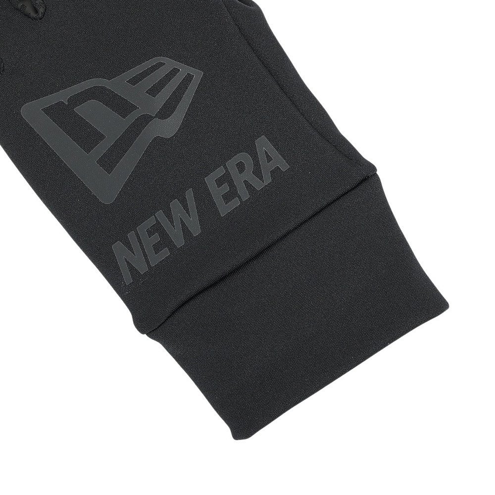 ニューエラ（NEW ERA）（メンズ、レディース）手袋 イータッチ フリース ウォーマーグローブ ビッグフラッグ黒 ロゴ M-Lサイズ 14675883 