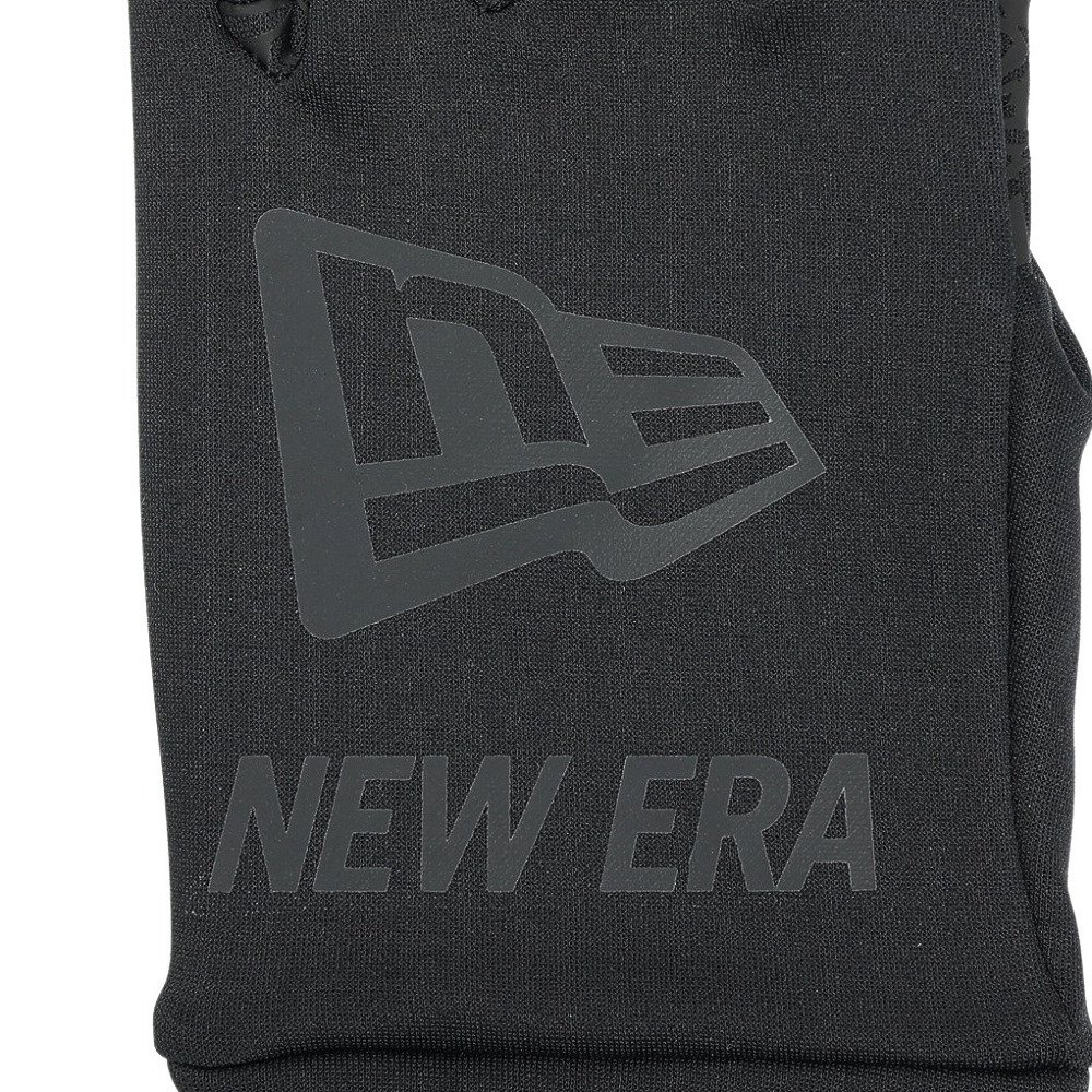 ニューエラ（NEW ERA）（メンズ、レディース）手袋 イータッチ フリース ウォーマーグローブ ビッグフラッグ黒 ロゴ M-Lサイズ 14675883 