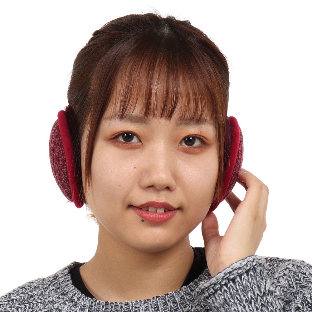 ノーブランド（NO BRAND）（レディース）耳あて 杢ニット バックアーム イヤーマフ 901NN2II0554 RED 防寒