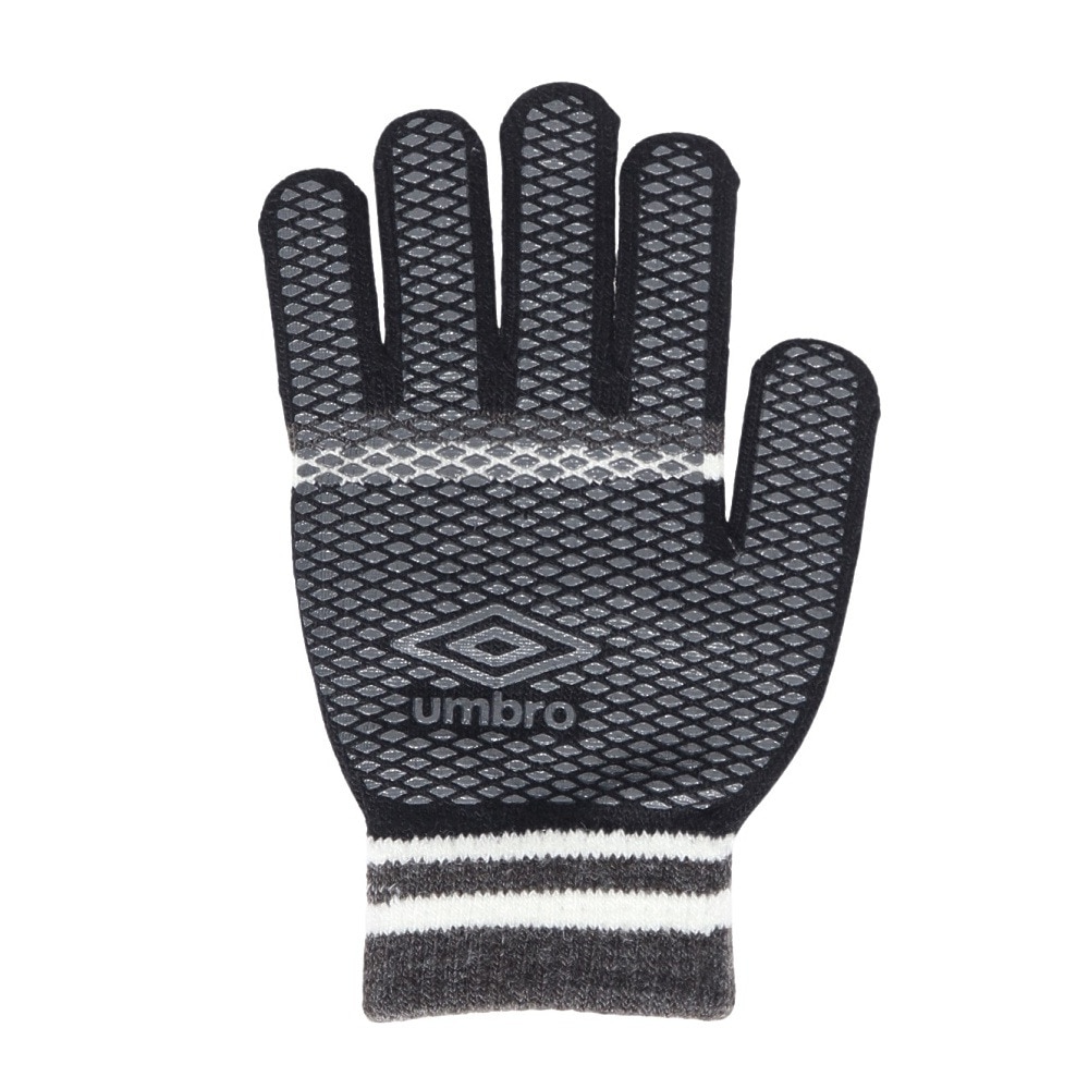 アンブロ（UMBRO）（キッズ）手袋 ジュニア ニットグローブ UUDYJD55 BKGY ブラック