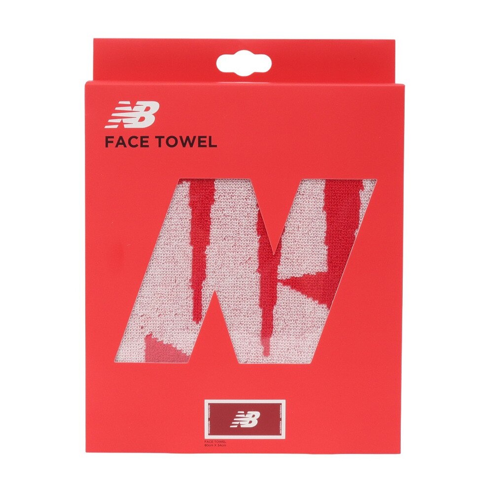 ニューバランス（new balance）（メンズ、レディース、キッズ）ジャガードフェイスタオル ビッグフライング ロゴ 赤 LAM45772TRE ジャガード織 スポーツ 運動