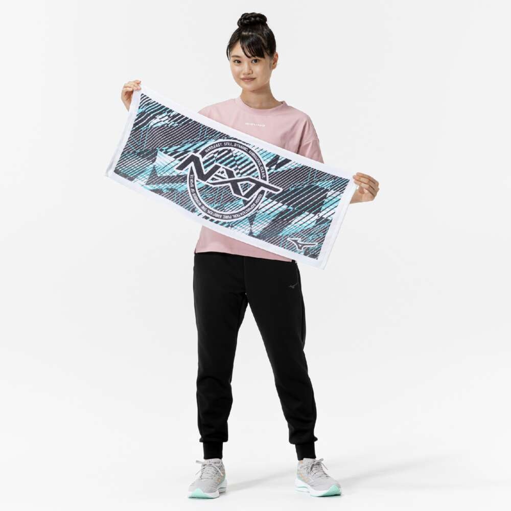 ミズノ（MIZUNO）（メンズ、レディース、キッズ）今治製タオル N-XTフェイスタオル 箱入り 32JYC10322 34cm×83cm ホワイト×ネイビー