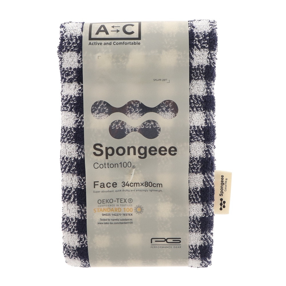 Spongeeeフェイスタオル チェック 911PA0AZ6828CHBLU