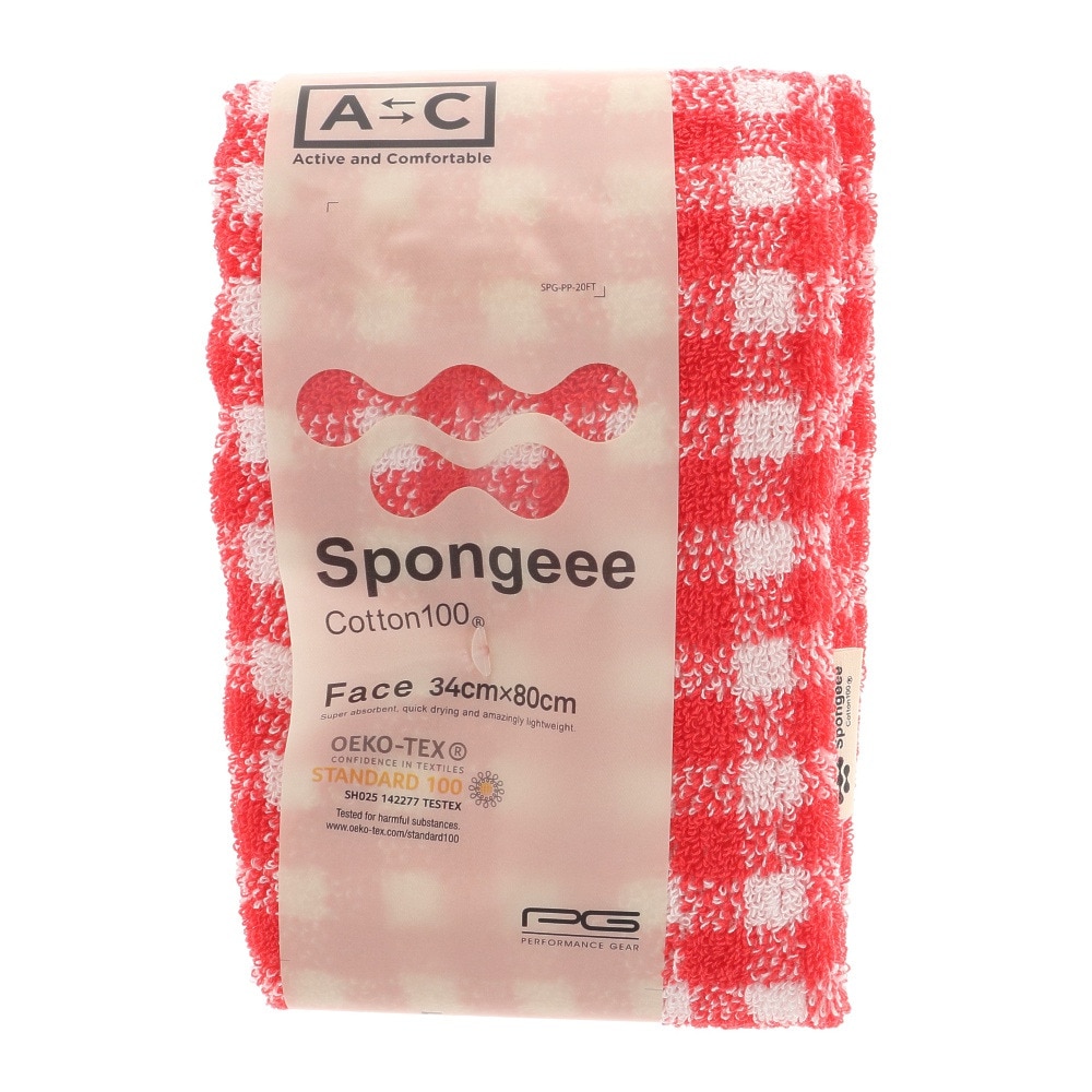 Spongeee フェイスタオル チェック 911PA0AZ6828CHRED