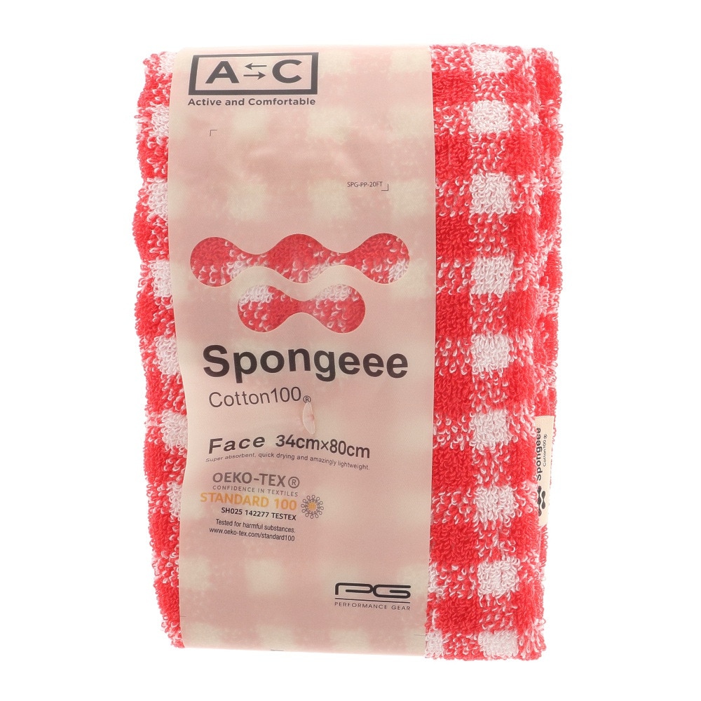 エーシーピージー（ACPG）（メンズ、レディース、キッズ）Spongeee フェイスタオル チェック 911PA0AZ6828CHRED