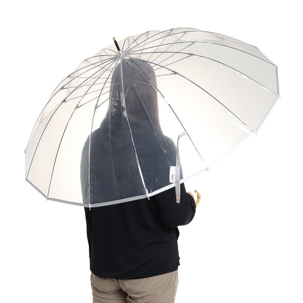 ワールド パーティー（W.P.C）（メンズ、レディース）雨傘 ビニール傘 16K プラスティック パイピング 長傘 PT-053-001 オフホワイト クリア 60cm
