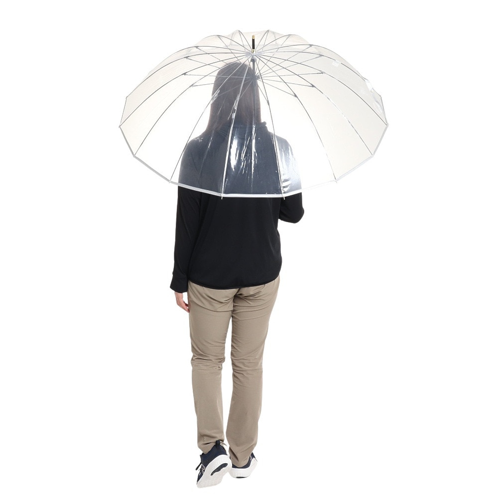 ワールド パーティー（W.P.C）（メンズ、レディース）雨傘 ビニール傘 16K プラスティック パイピング 長傘 PT-053-001 オフホワイト クリア 60cm