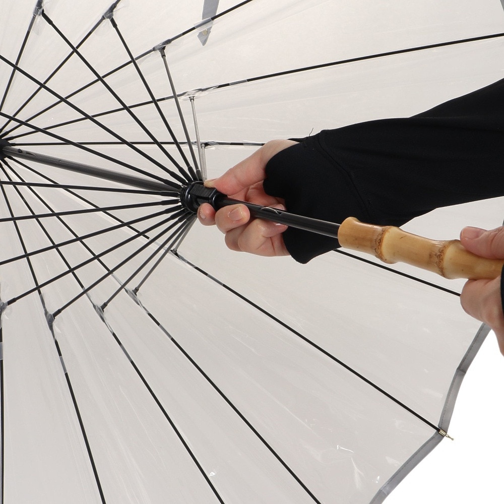 ワールド パーティー（W.P.C）（メンズ、レディース）雨傘 ビニール傘 16K プラスティック パイピング 長傘 PT-053-001 オフホワイト クリア 60cm