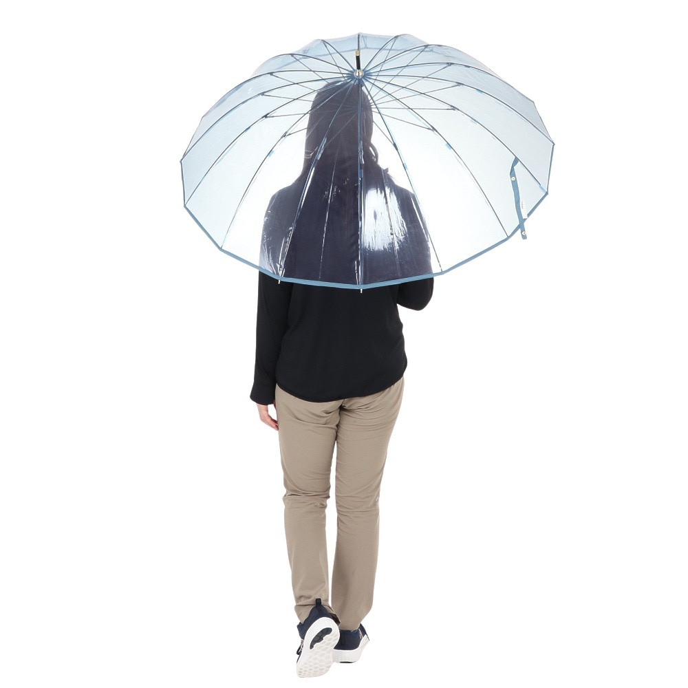ワールド パーティー（W.P.C）（メンズ、レディース）雨傘 ビニール傘 16K プラスティック パイピング PT-055-001 ブルー 長傘 60cm