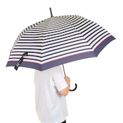 (メンズ、レディース)雨傘 ベーシックジャンプアンブレラ 長傘 65cm UX01-038-001 ピンクラインボーダー