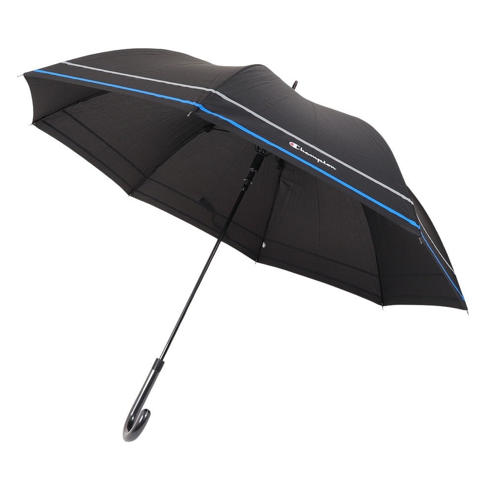 チャンピオン（CHAMPION）（メンズ、レディース）雨傘 ボーダー柄 ジャンプ傘 長傘 CHM34JP65 BK 黒 65cm