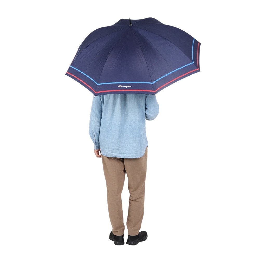 チャンピオン（CHAMPION）（メンズ、レディース）雨傘 ボーダー柄 ジャンプ傘 長傘 CHM34JP65 NV ネイビー 65cm