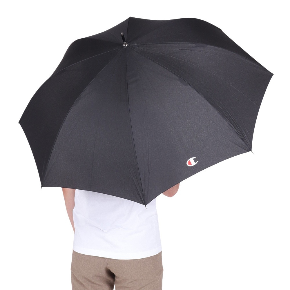 チャンピオン（CHAMPION）（メンズ、レディース）雨傘 ジャンプ傘 長傘 CHM42JP65 BK 耐風無地 黒 65cm