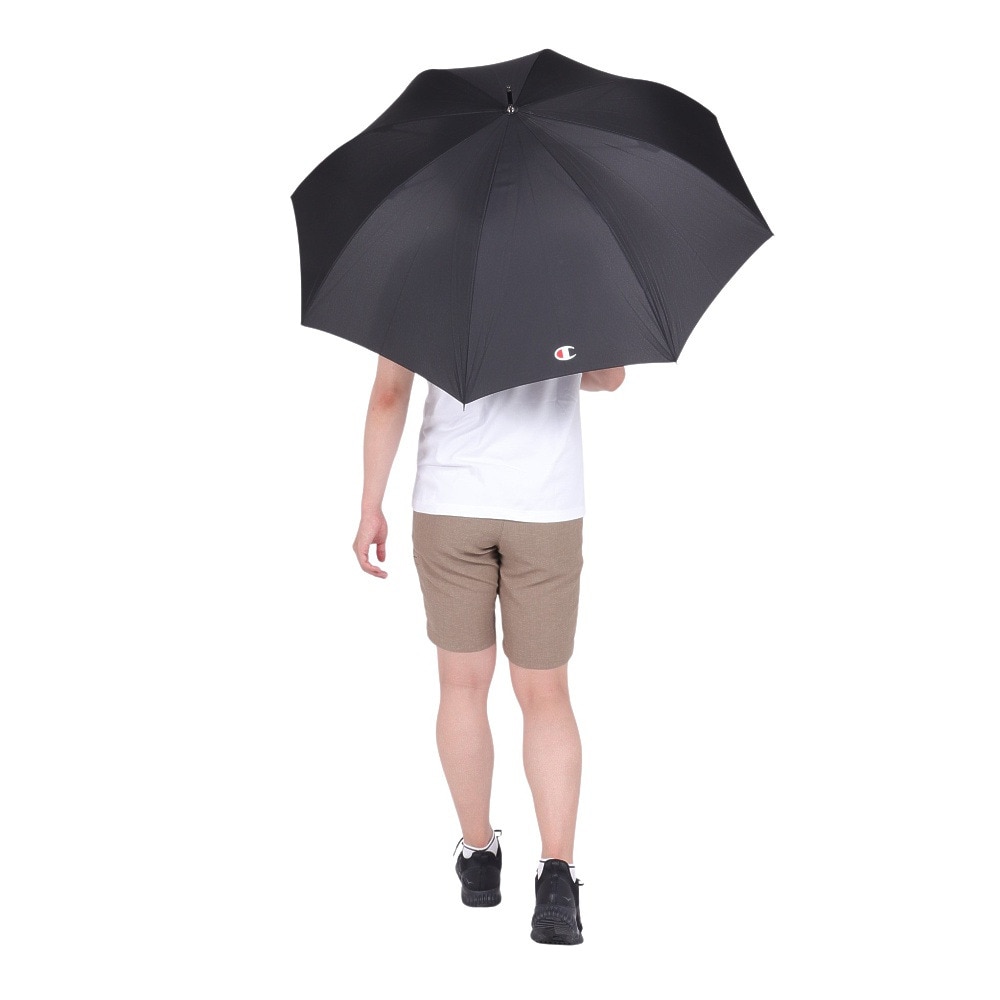 チャンピオン（CHAMPION）（メンズ、レディース）雨傘 ジャンプ傘 長傘 CHM42JP65 BK 耐風無地 黒 65cm