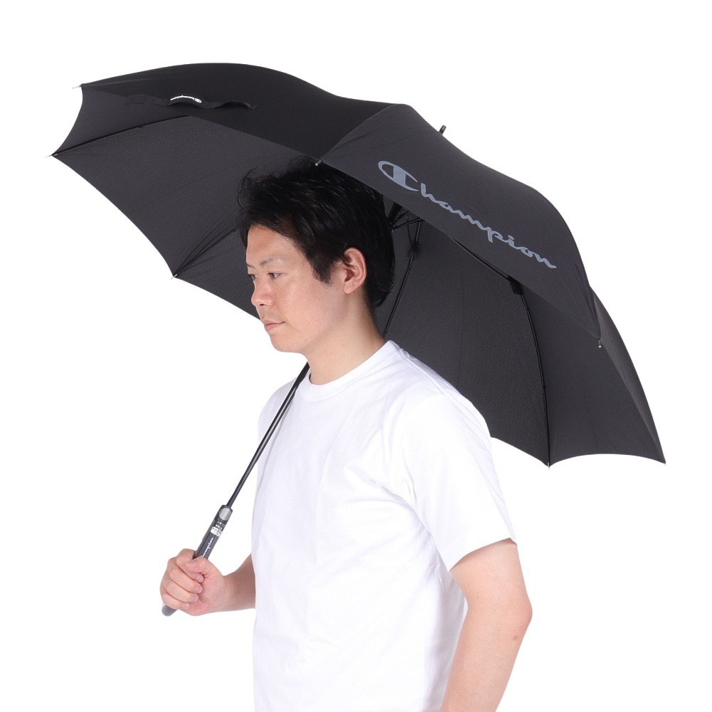 チャンピオン（CHAMPION）（メンズ、レディース）雨傘 ジャンプ傘 長傘 CHM42JP65 BK 耐風無地 黒 65cm