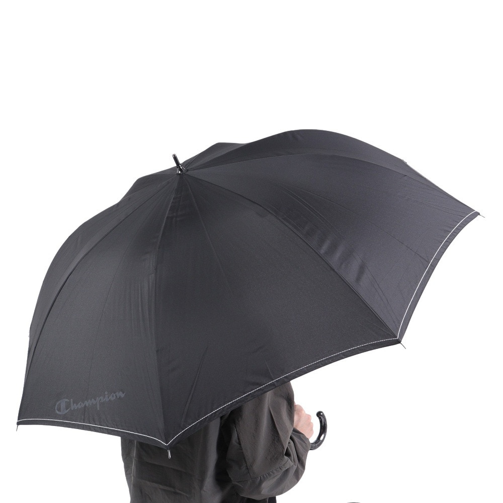 チャンピオン（CHAMPION）（メンズ、レディース）雨傘 無地ステッチ 65cm ジャンプ式 耐風 長傘 黒 CHM69JP65 BK シンプル 傘 耐風傘 梅雨