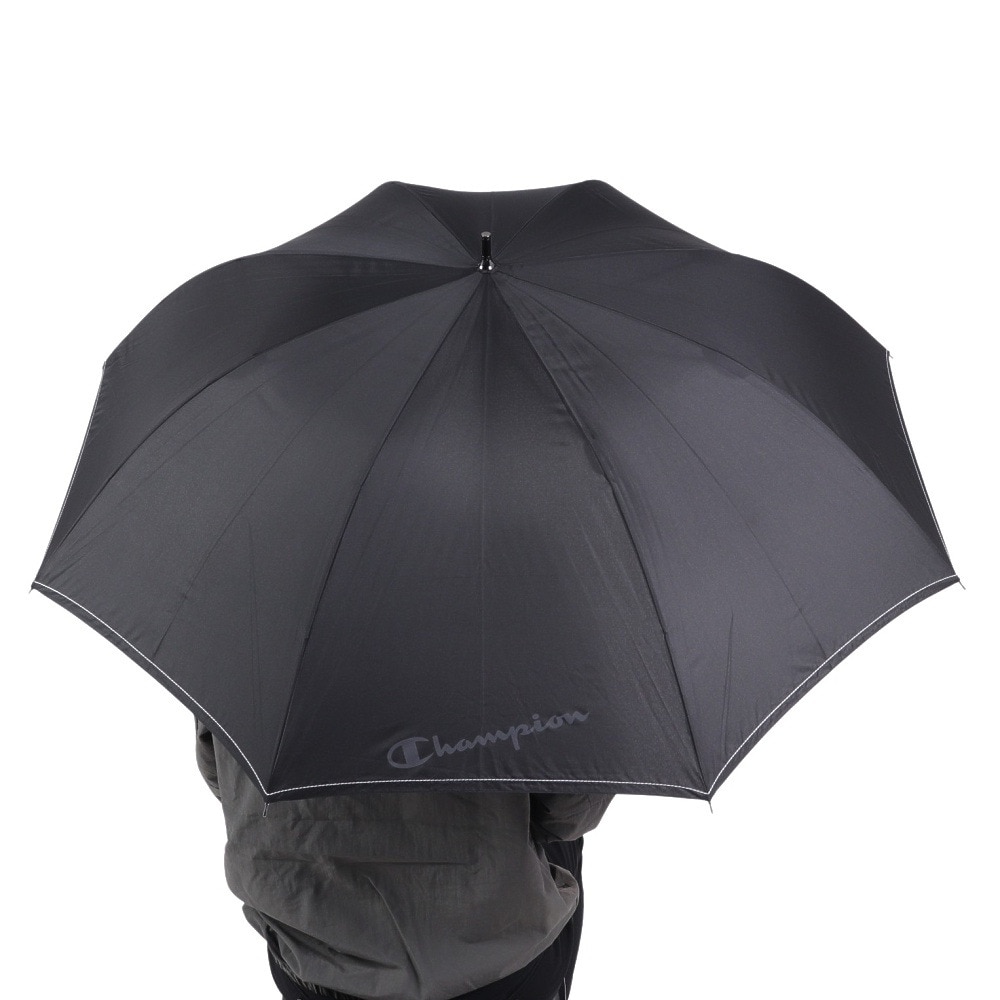 チャンピオン（CHAMPION）（メンズ、レディース）雨傘 無地ステッチ 65cm ジャンプ式 耐風 長傘 黒 CHM69JP65 BK シンプル 傘 耐風傘 梅雨