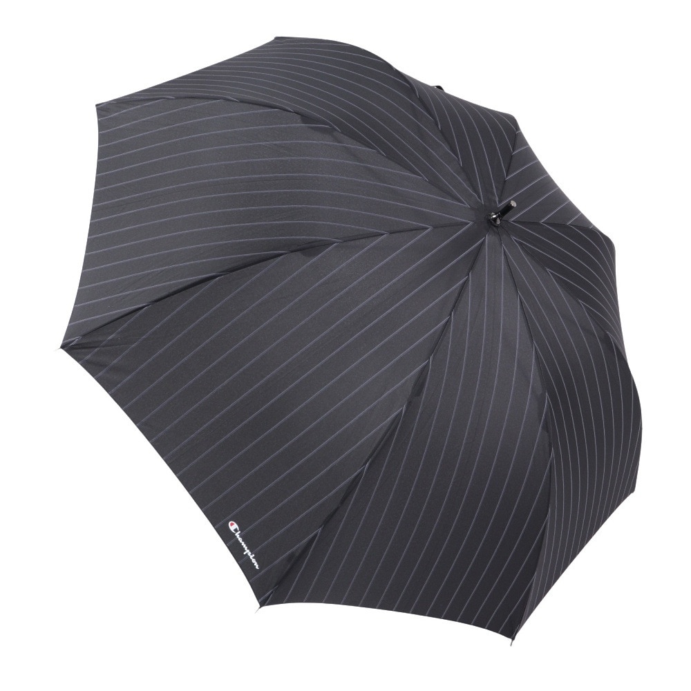 チャンピオン（CHAMPION）（メンズ、レディース）雨傘 長傘 ストライプ 65cm ジャンプ式 耐風 CHM70JP65 BK 黒