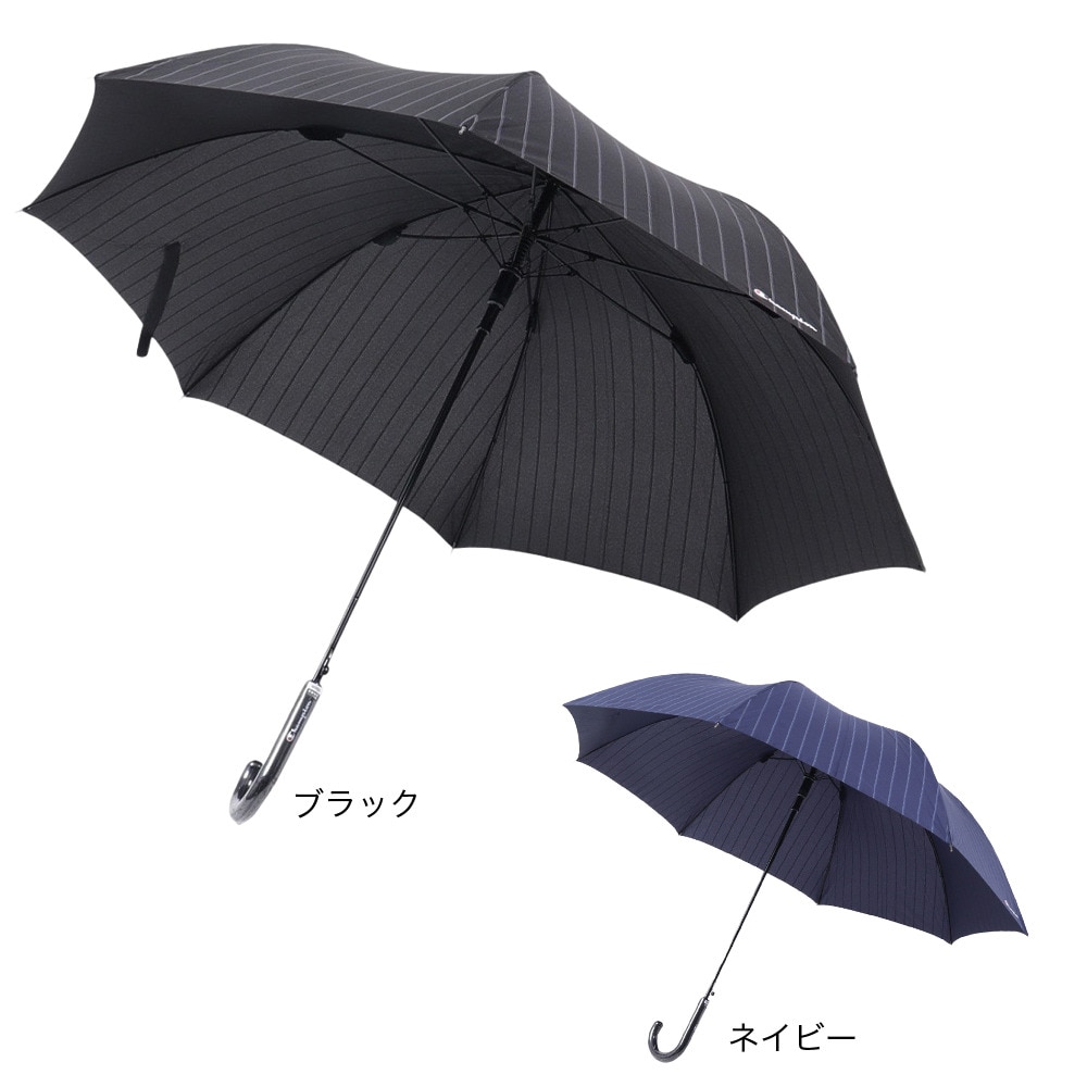 チャンピオン（CHAMPION）（メンズ、レディース）雨傘 長傘 ストライプ 65cm ジャンプ式 耐風 CHM70JP65 BK 黒