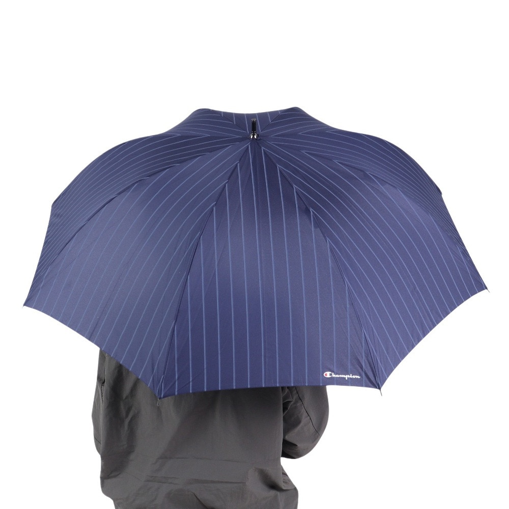 チャンピオン（CHAMPION）（メンズ、レディース）雨傘 長傘 ストライプ 65cm ジャンプ式 耐風 CHM70JP65 NV ネイビー