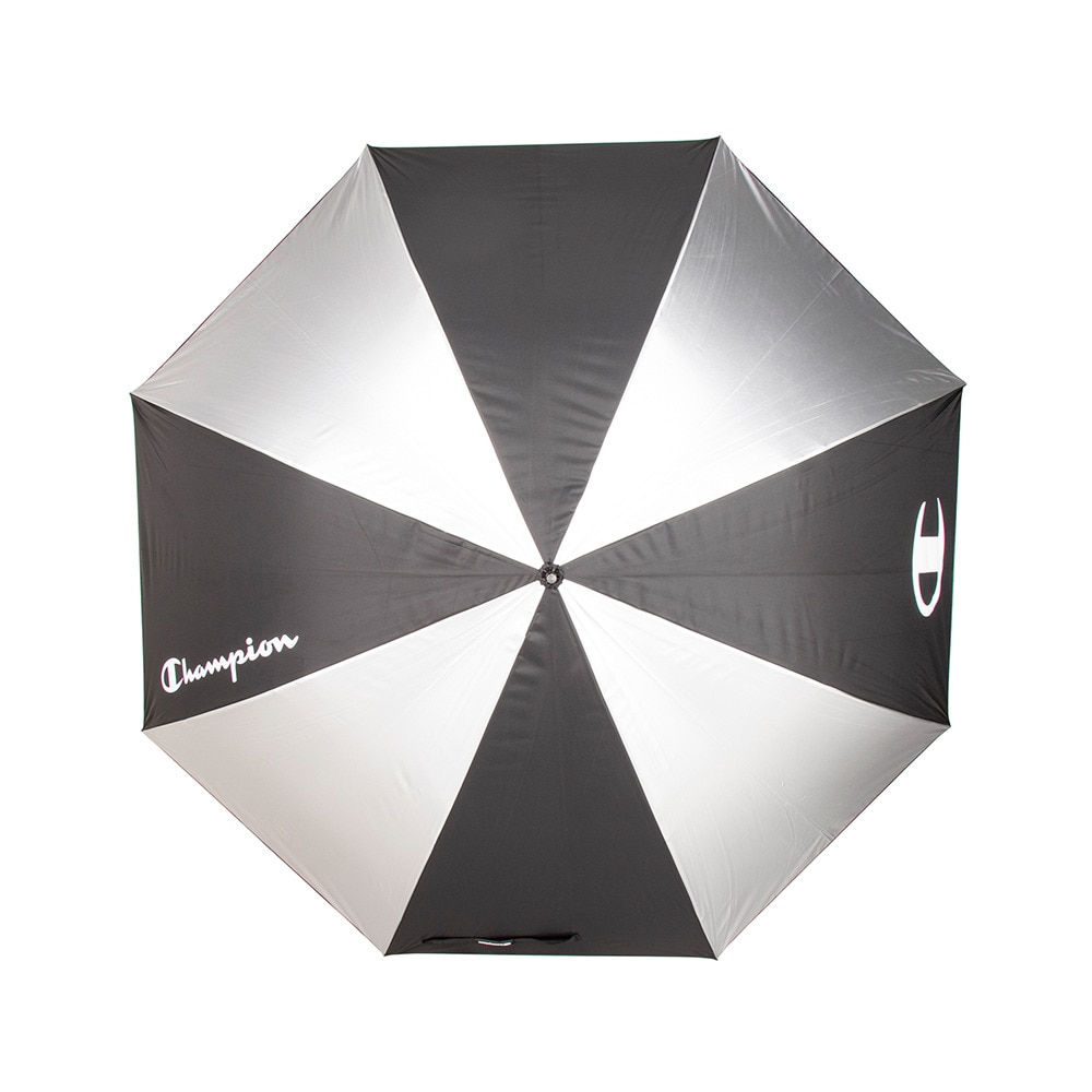 チャンピオン（CHAMPION）（メンズ、レディース）晴雨兼用 長傘 無地 70cm ジャンプ傘 CHP76JP70 BK シルバー ブラック