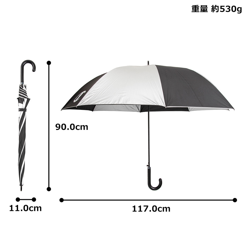 チャンピオン（CHAMPION）（メンズ、レディース）晴雨兼用 長傘 無地 70cm ジャンプ傘 CHP76JP70 BK シルバー ブラック
