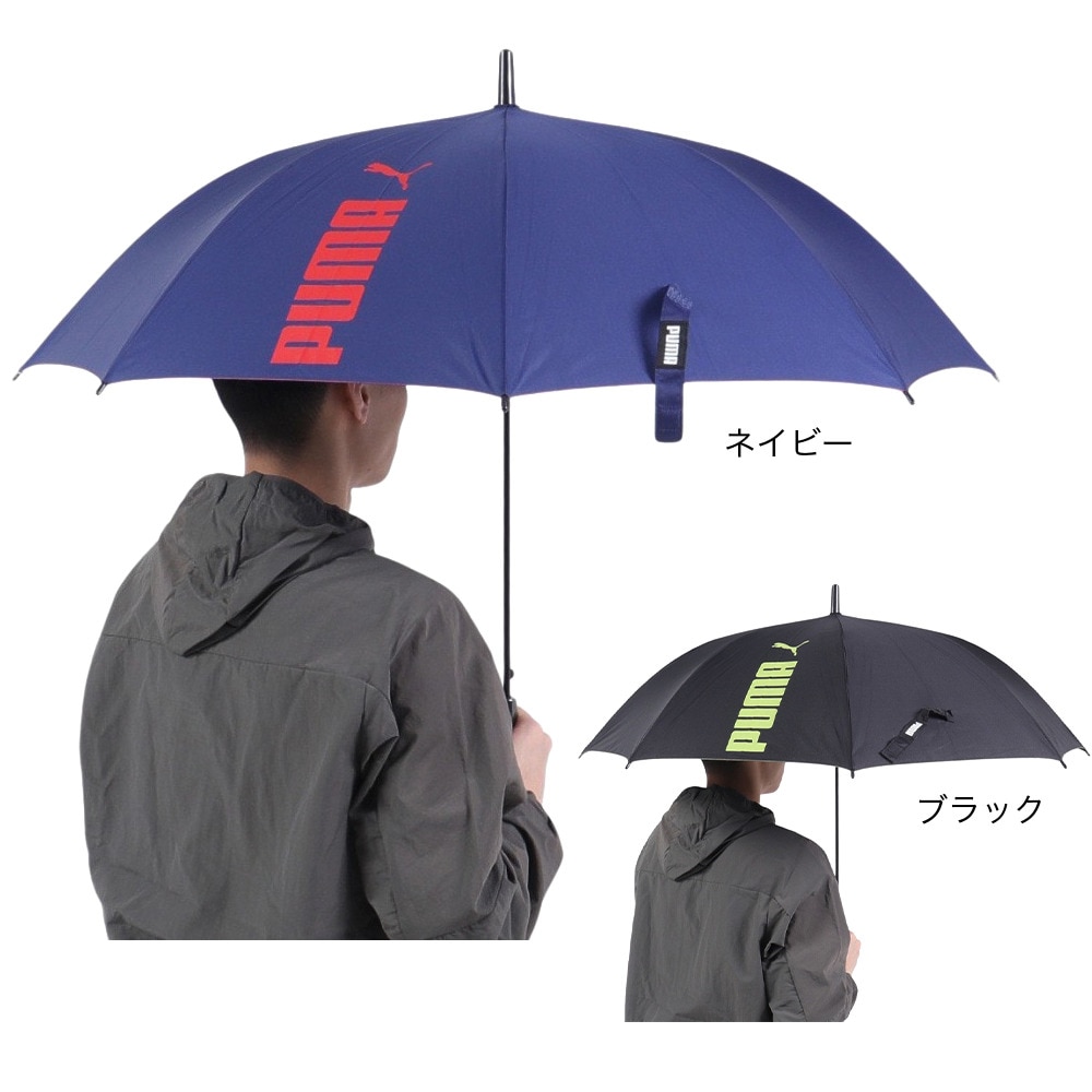 プーマ（PUMA）（キッズ）雨傘 ジュニア ステッチ無地 長傘PBS55JP60 BK 60cm ジャンプ傘 黒