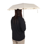(レディース)晴雨兼用 折りたたみ傘 遮光 クラシックフリル 801-11340-102 ベージュ