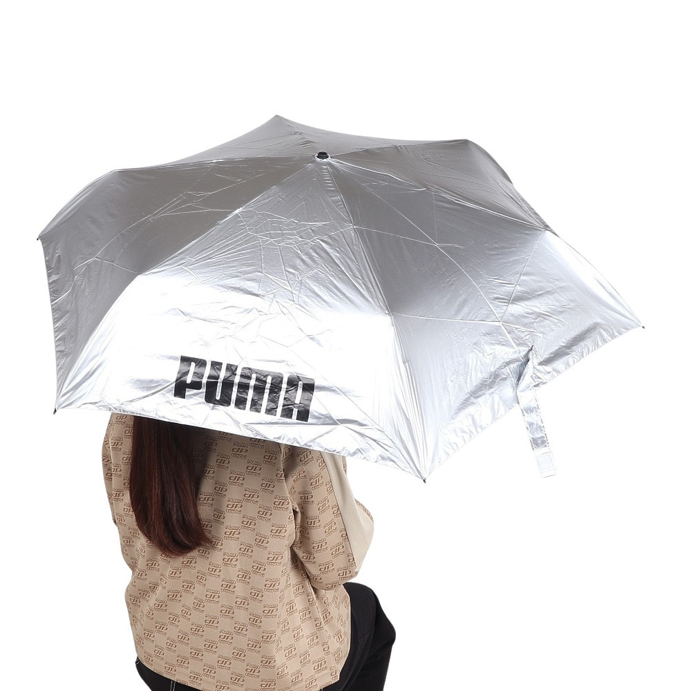 プーマ（PUMA）（メンズ、レディース）晴雨兼用 折りたたみ傘 無地 60cm PBP66MN60 BK シルバー