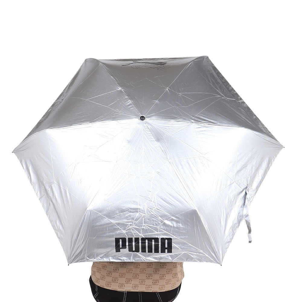 プーマ（PUMA）（メンズ、レディース）晴雨兼用 折りたたみ傘 無地 60cm PBP66MN60 BK シルバー