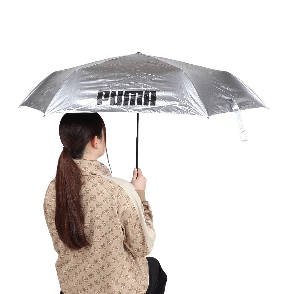 プーマ（PUMA）（メンズ、レディース）大人用折畳み 晴雨兼用 無地 60cm ミニ傘 PBP66MN60 BK