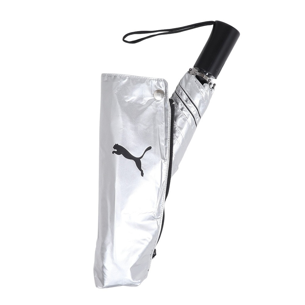 プーマ（PUMA）（メンズ、レディース）晴雨兼用 折りたたみ傘 無地 55cm 自動開閉式 PBP66WJ55 BK シルバー