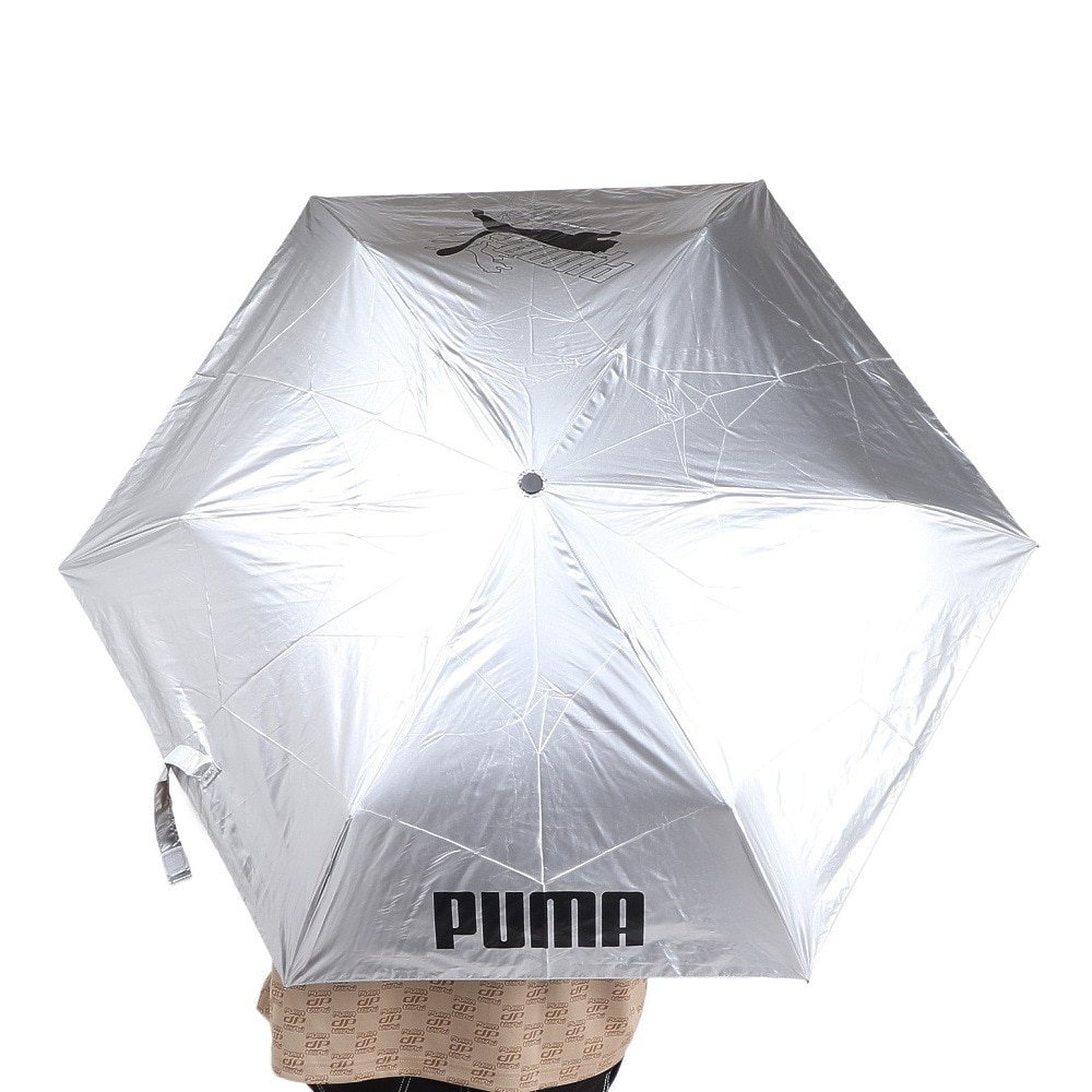 プーマ（PUMA）（メンズ、レディース）晴雨兼用 折りたたみ傘 無地 55cm 自動開閉式 PBP66WJ55 BK シルバー