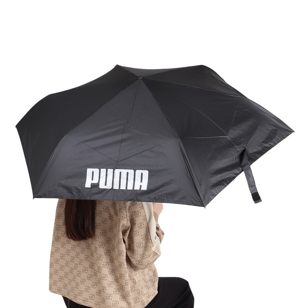 プーマ（PUMA）（メンズ、レディース）大人用折畳み 晴雨兼用 無地 60cm ミニ傘 PBP67MN60 BK