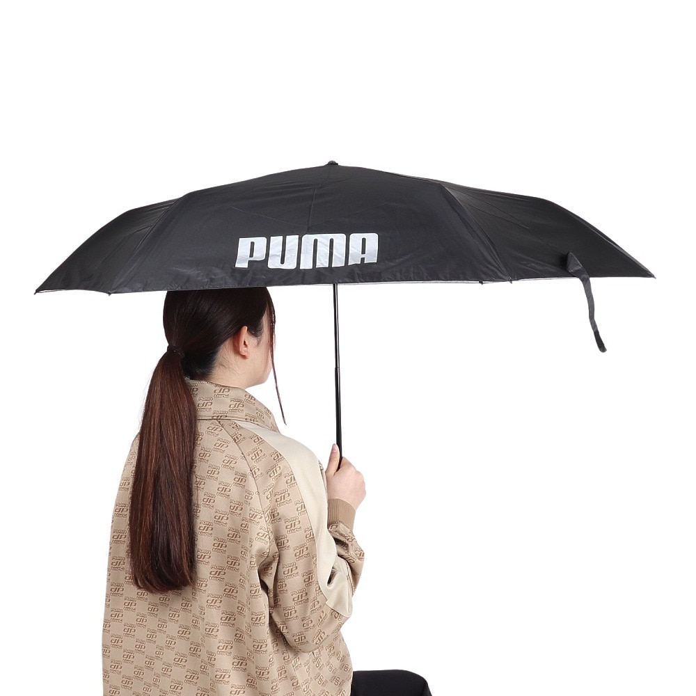 プーマ（PUMA）（メンズ、レディース）大人用折畳み 晴雨兼用 無地 60cm ミニ傘 PBP67MN60 BK