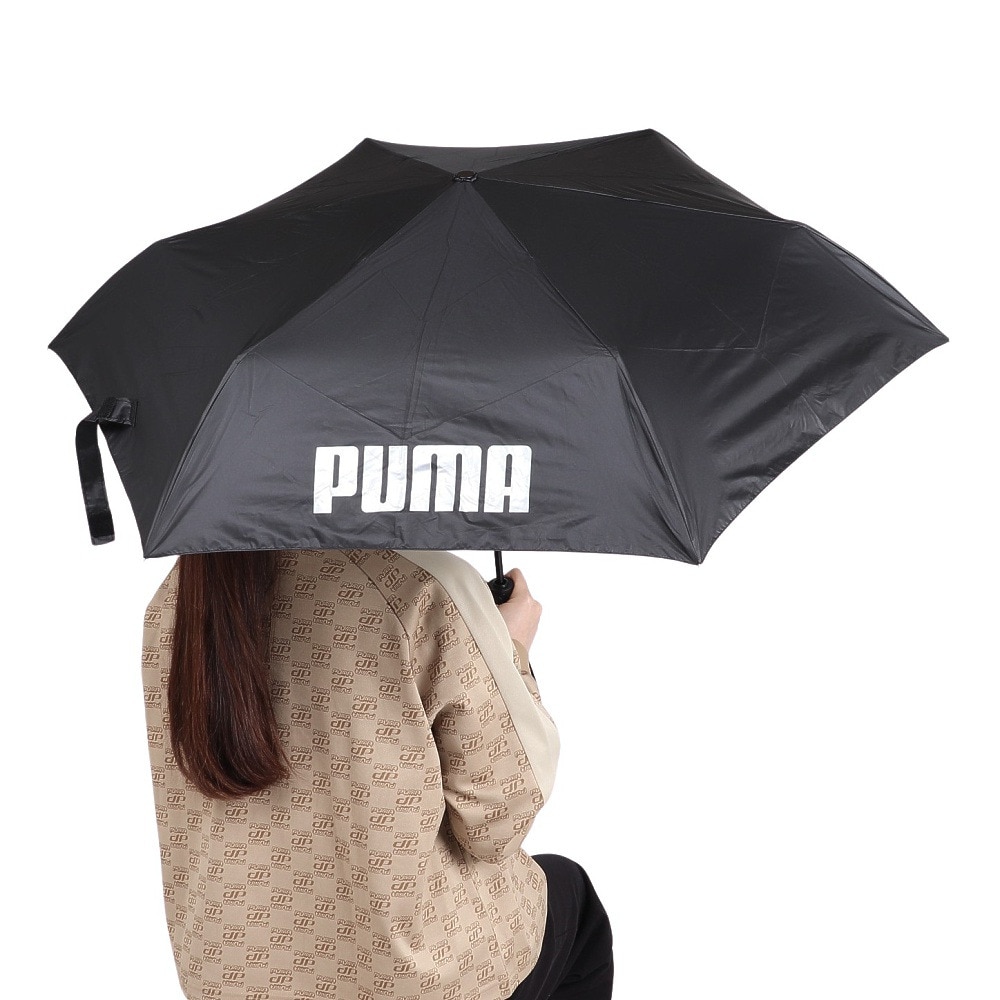 プーマ（PUMA）（メンズ、レディース）大人用折畳み 晴雨兼用 無地 55cm 自動開閉傘 PBP67WJ55 BK