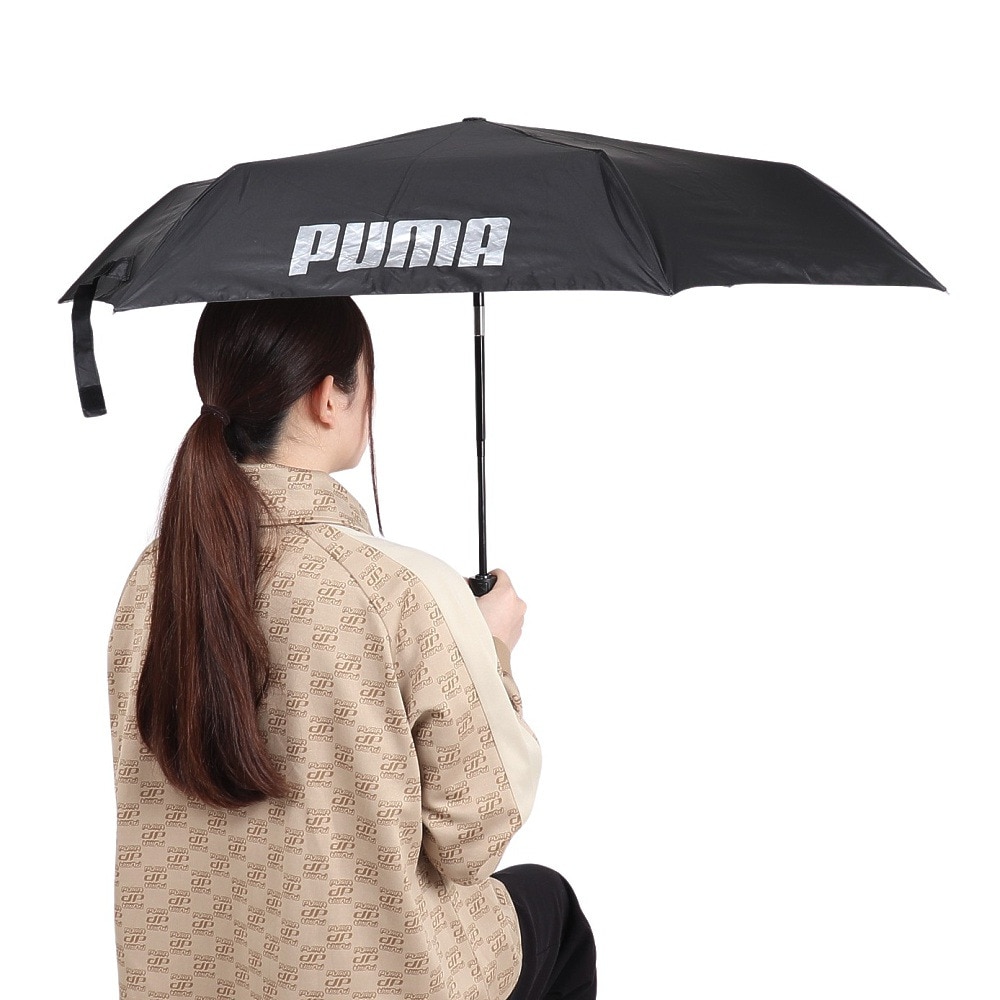 プーマ（PUMA）（メンズ、レディース）大人用折畳み 晴雨兼用 無地 55cm 自動開閉傘 PBP67WJ55 BK