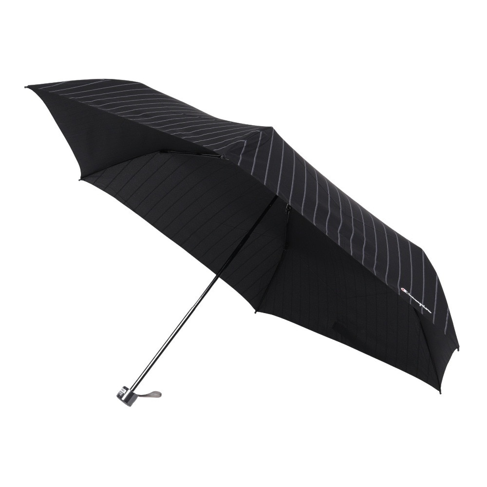 チャンピオン（CHAMPION）（メンズ、レディース）雨傘 折りたたみ傘 ストライプ 耐風 58cm CHM70MN58 BK 黒
