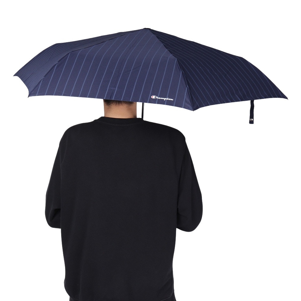 チャンピオン（CHAMPION）（メンズ、レディース）雨傘 折りたたみ傘 ストライプ 耐風 CHM70MN58 NV ネイビー