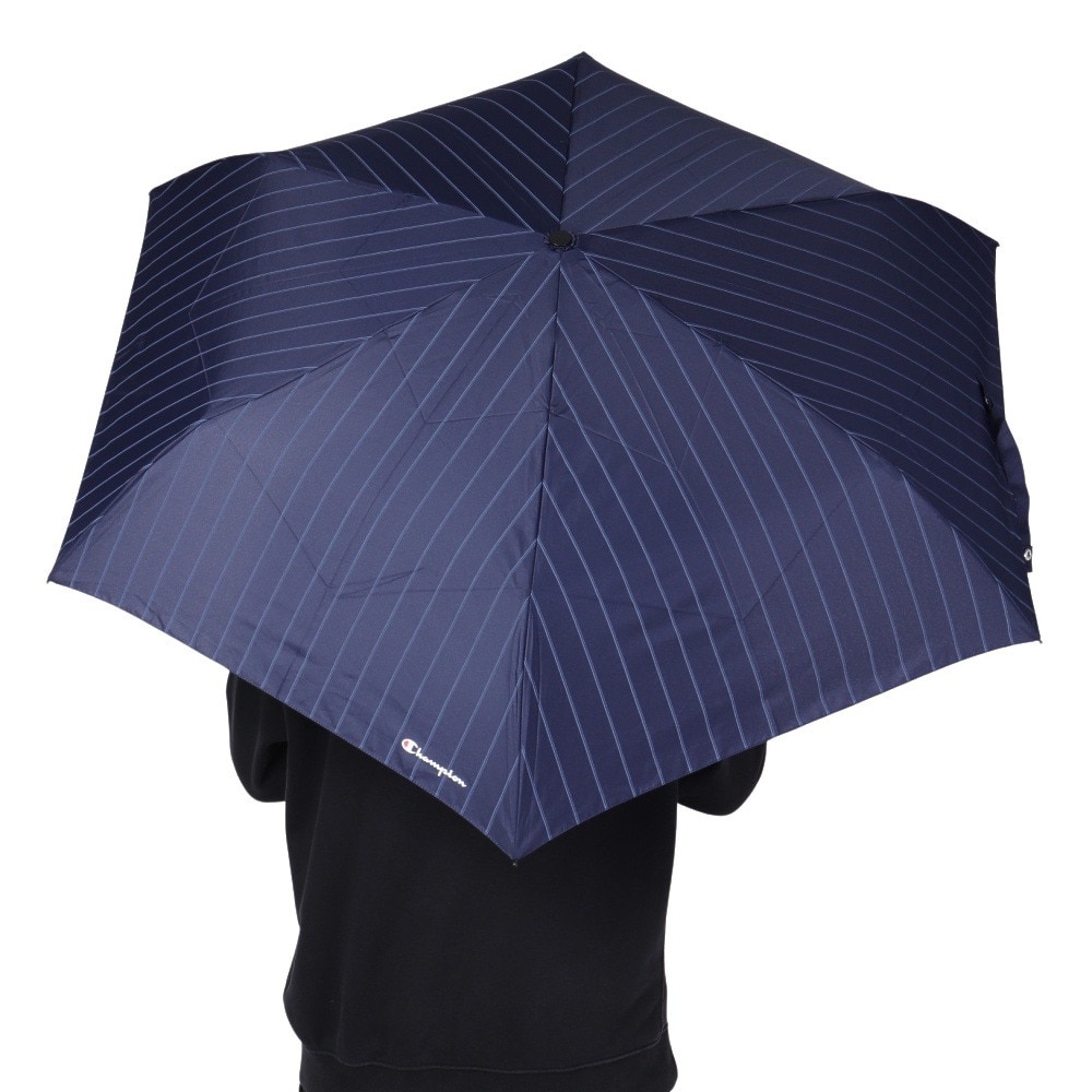 チャンピオン（CHAMPION）（メンズ、レディース）雨傘 折りたたみ傘 ストライプ 耐風 CHM70MN58 NV ネイビー