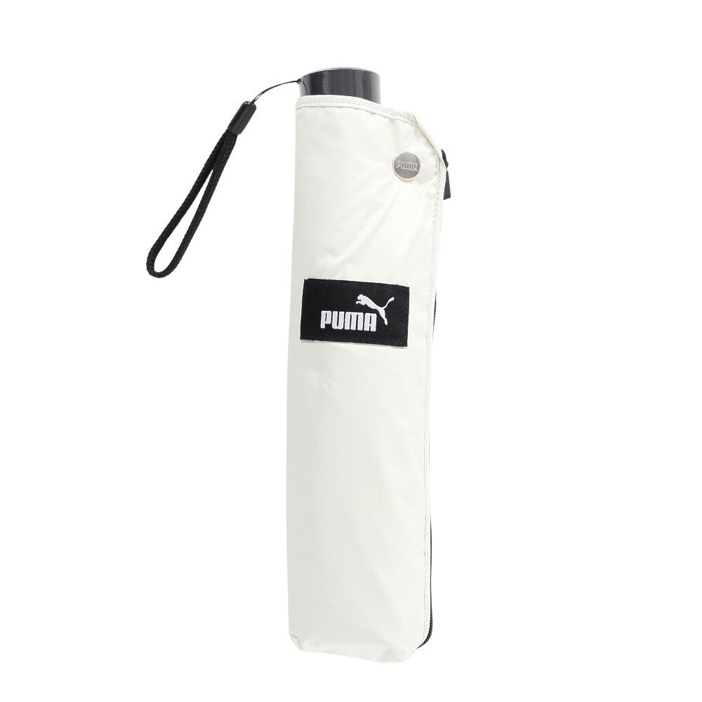 プーマ（PUMA）（メンズ、レディース）折りたたみ傘 晴雨兼用ジャンプ傘 ワンポイント アイボリー 60cm PBP81MN60 IV UPF50+ UVカット 遮光 軽量 日傘 雨傘