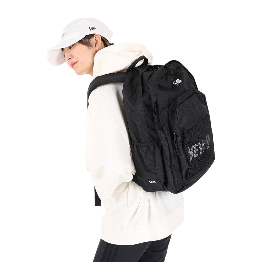 ニューエラ（NEW ERA）（メンズ、レディース）キャンパスパック 35L プリントロゴ ブラック × ホワイト NE 13517772 リュック