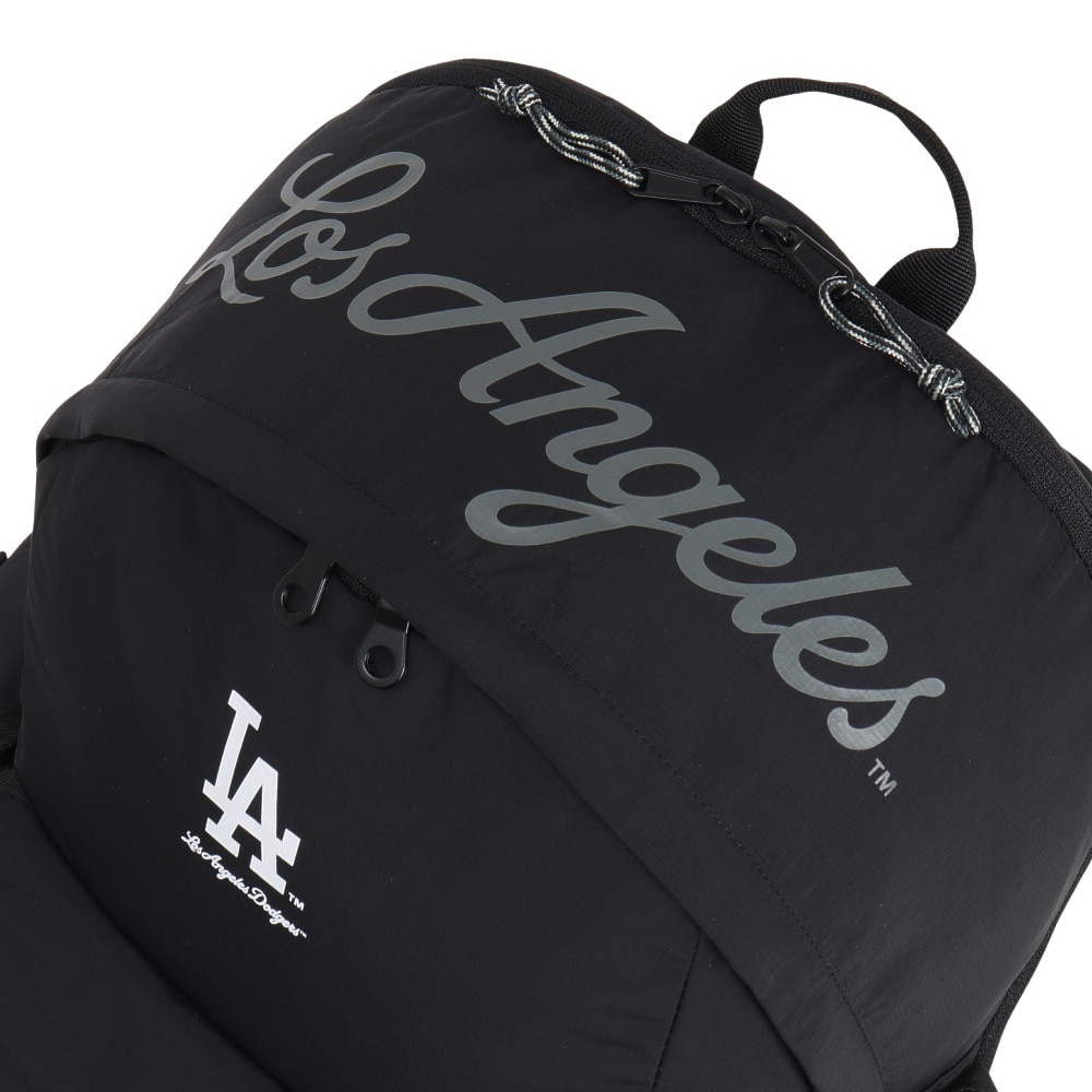 エムエルビー（MLB）（メンズ、レディース）レインカバー付リュック ドジャース 黒 白 LA-MBBK183/BLACKxWHITE B4 通学 学生 シンプル おしゃれ