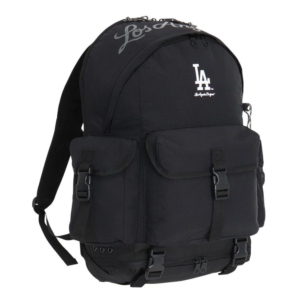 エムエルビー（MLB）（メンズ、レディース）レインカバー付リュック ドジャース 黒 白 LA-MBBK183/BLACKxWHITE B4 通学 学生 シンプル おしゃれ