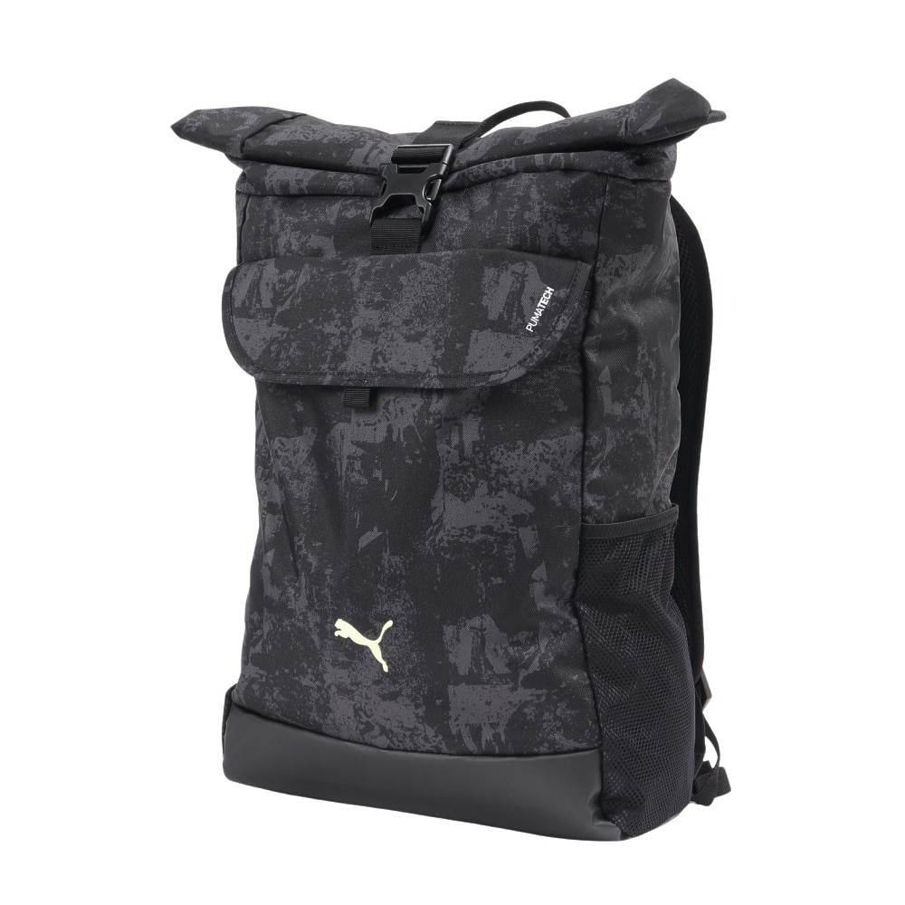 プーマ（PUMA）（メンズ、レディース）バック プーマテック AOP ロール トップ バックパック 黒 26L 09196501 ノートパソコン用ポケット ファッション