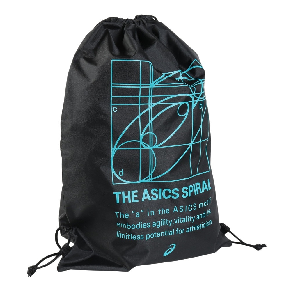 アシックス（ASICS）（メンズ）シーズングラフィックライトサック 黒 青 Lサイズ 3033C084.002 ジムバッグ ナップザック シューズバッグ ジム トレーニング